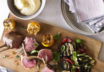 Lammekoteletter med auberginesalat og ristede kartofler